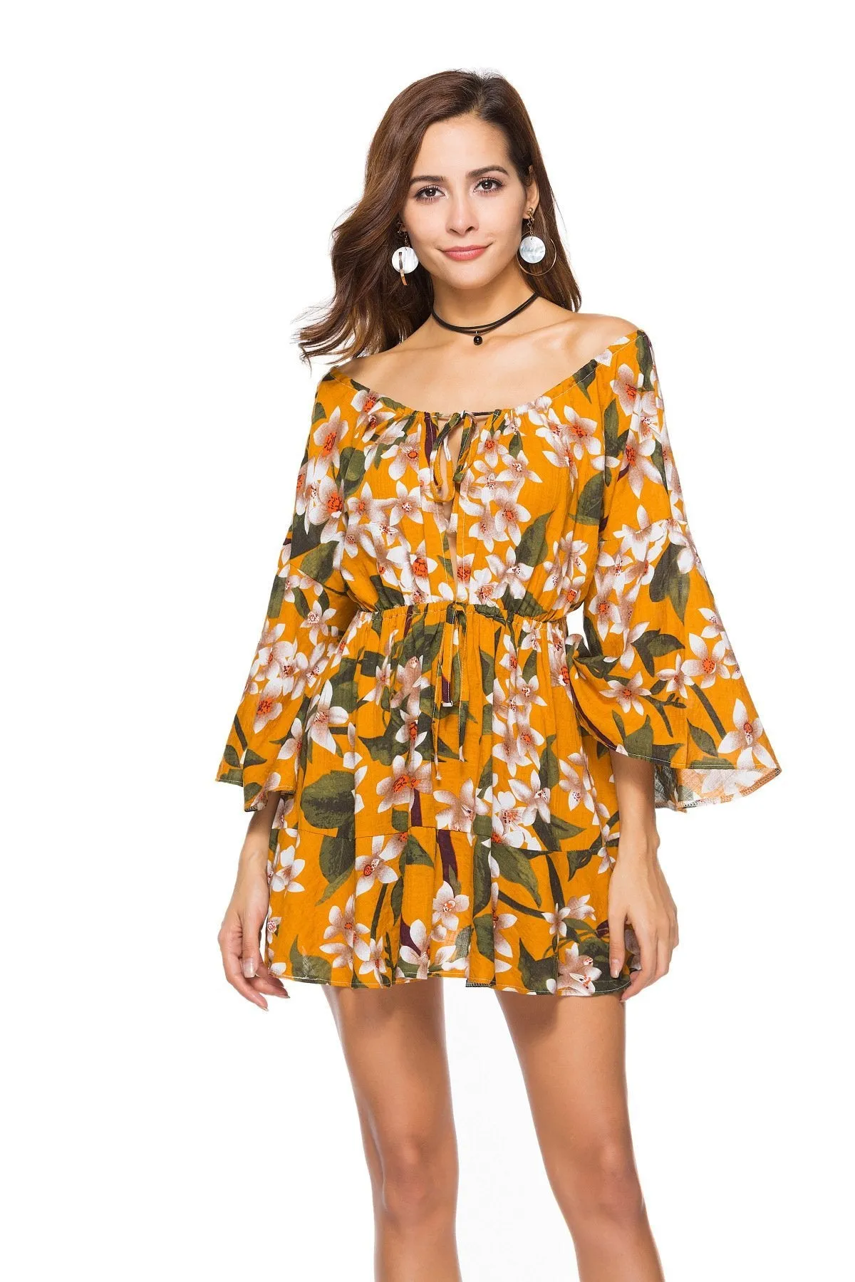 2018 new arrival Printed Flower Strapless Mini dress