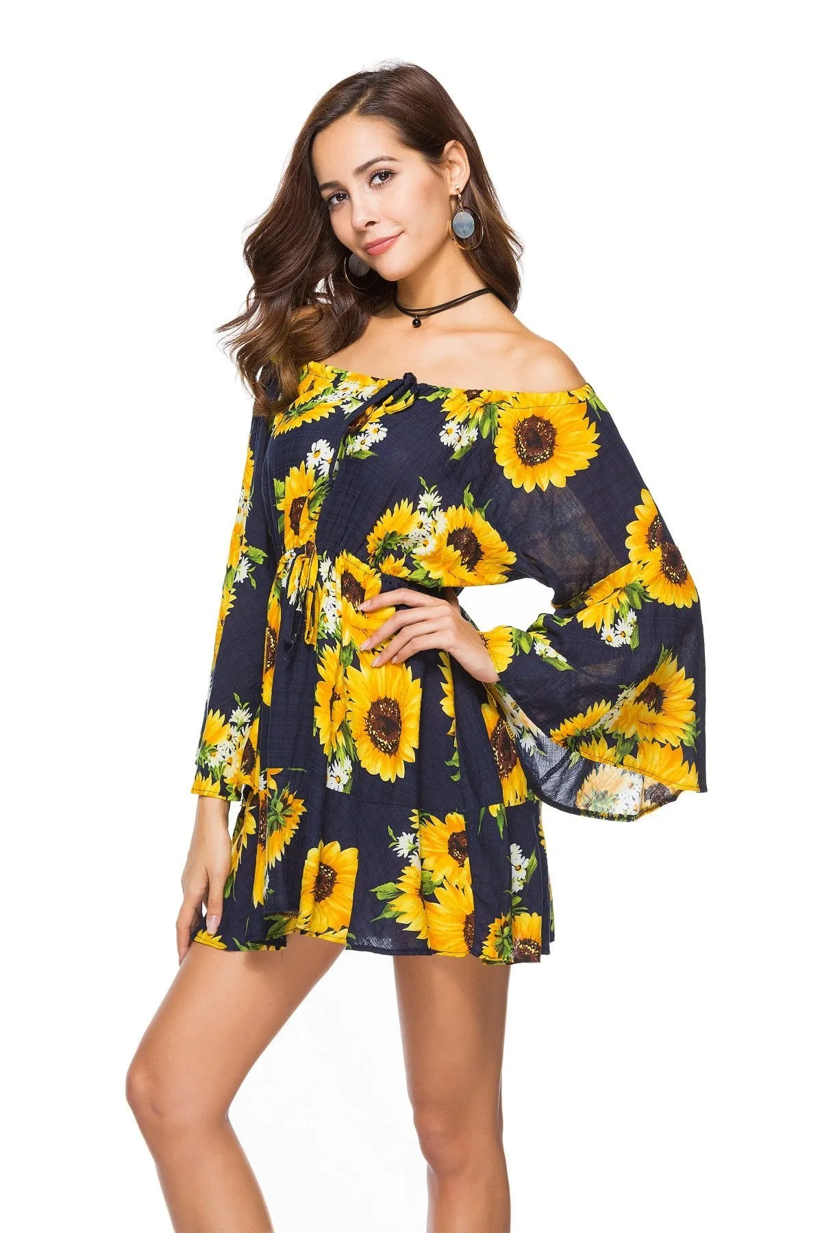 2018 new arrival Printed Flower Strapless Mini dress