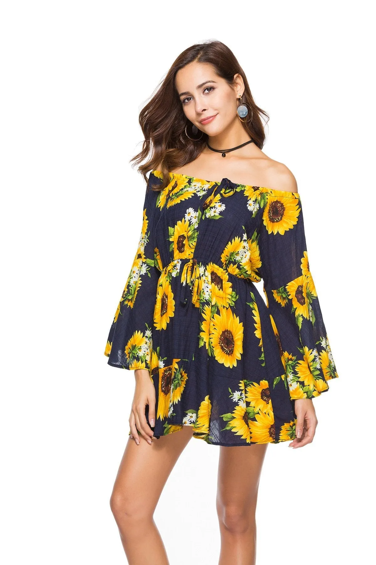 2018 new arrival Printed Flower Strapless Mini dress