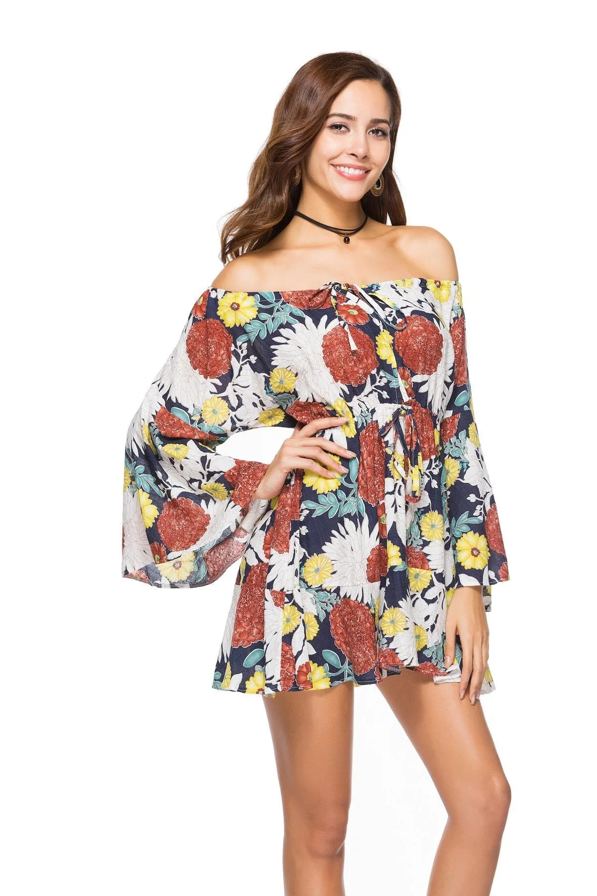 2018 new arrival Printed Flower Strapless Mini dress