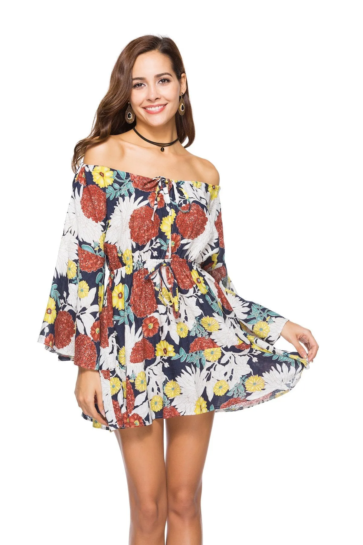 2018 new arrival Printed Flower Strapless Mini dress