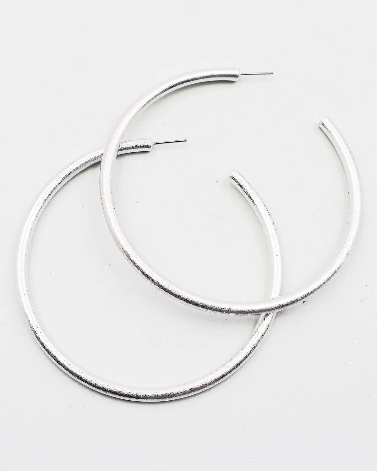 3 Inch Matt Metal Hoop Earrings