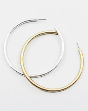 3 Inch Matt Metal Hoop Earrings