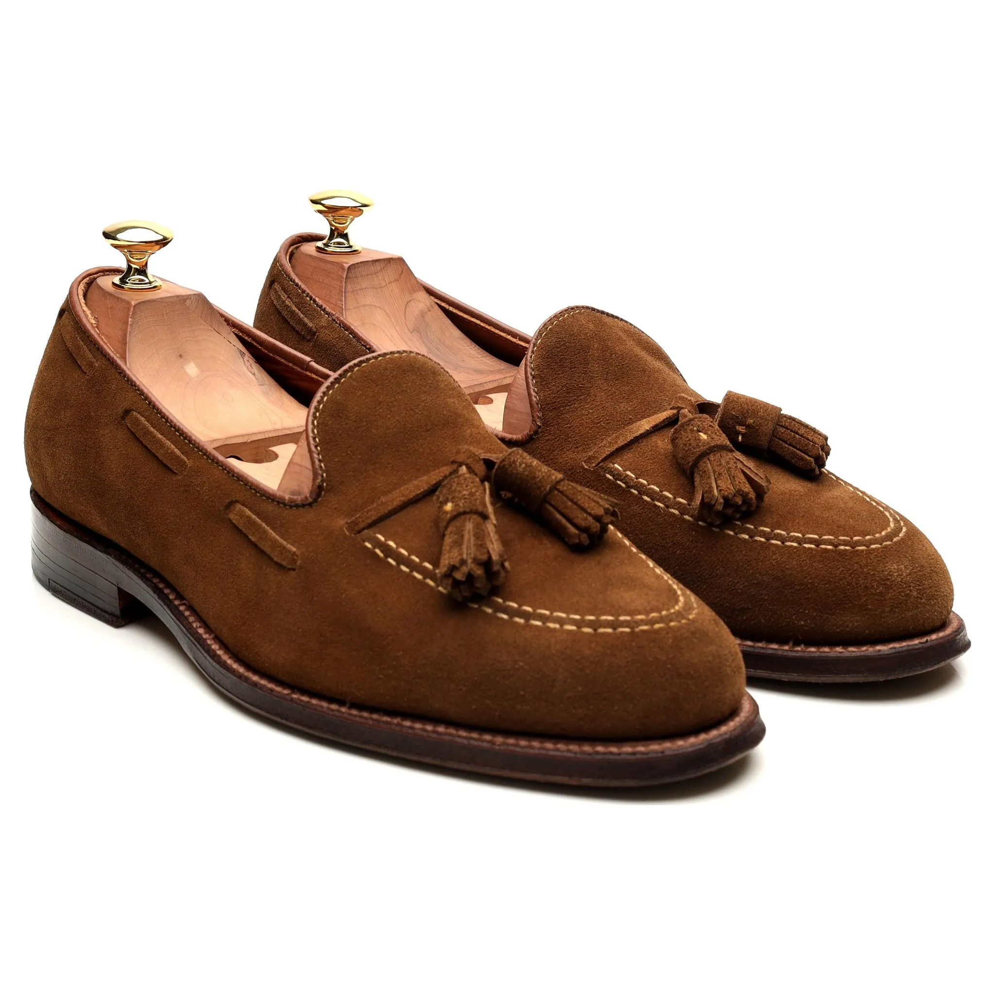 '3403' Snuff Tan Brown Suede Tassel Loafers UK 8.5 US 9 E