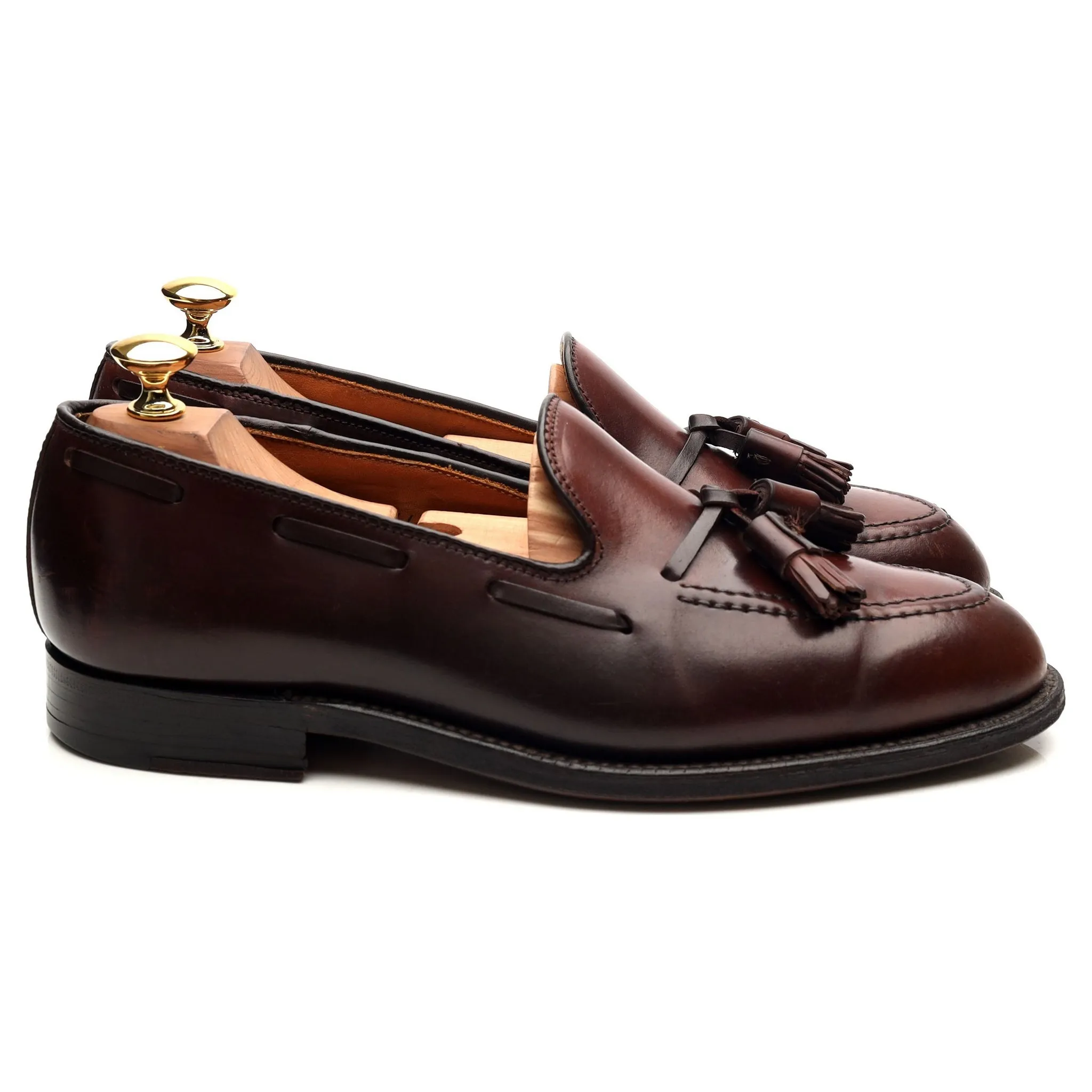 '563' Burgundy Cordovan Leather Tassel Loafers UK 7 US 7.5