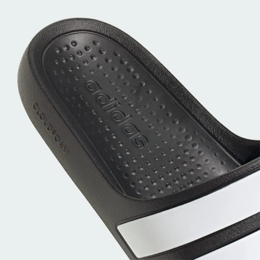 ADIDAS WOMEN'S ADILETTE BLACK/WHITE SLIDES