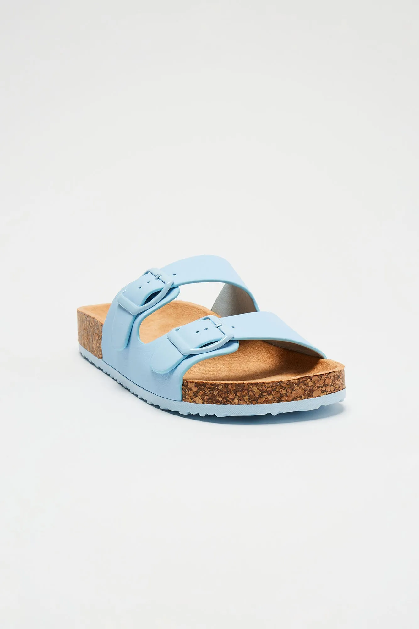 Adriana Buckle Slides - SkyBlue