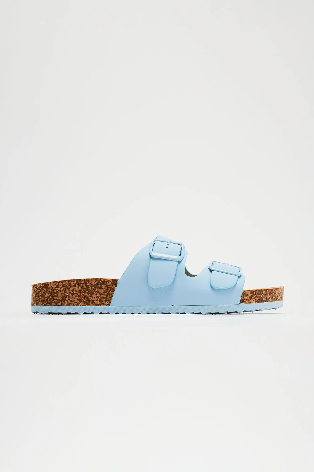 Adriana Buckle Slides - SkyBlue