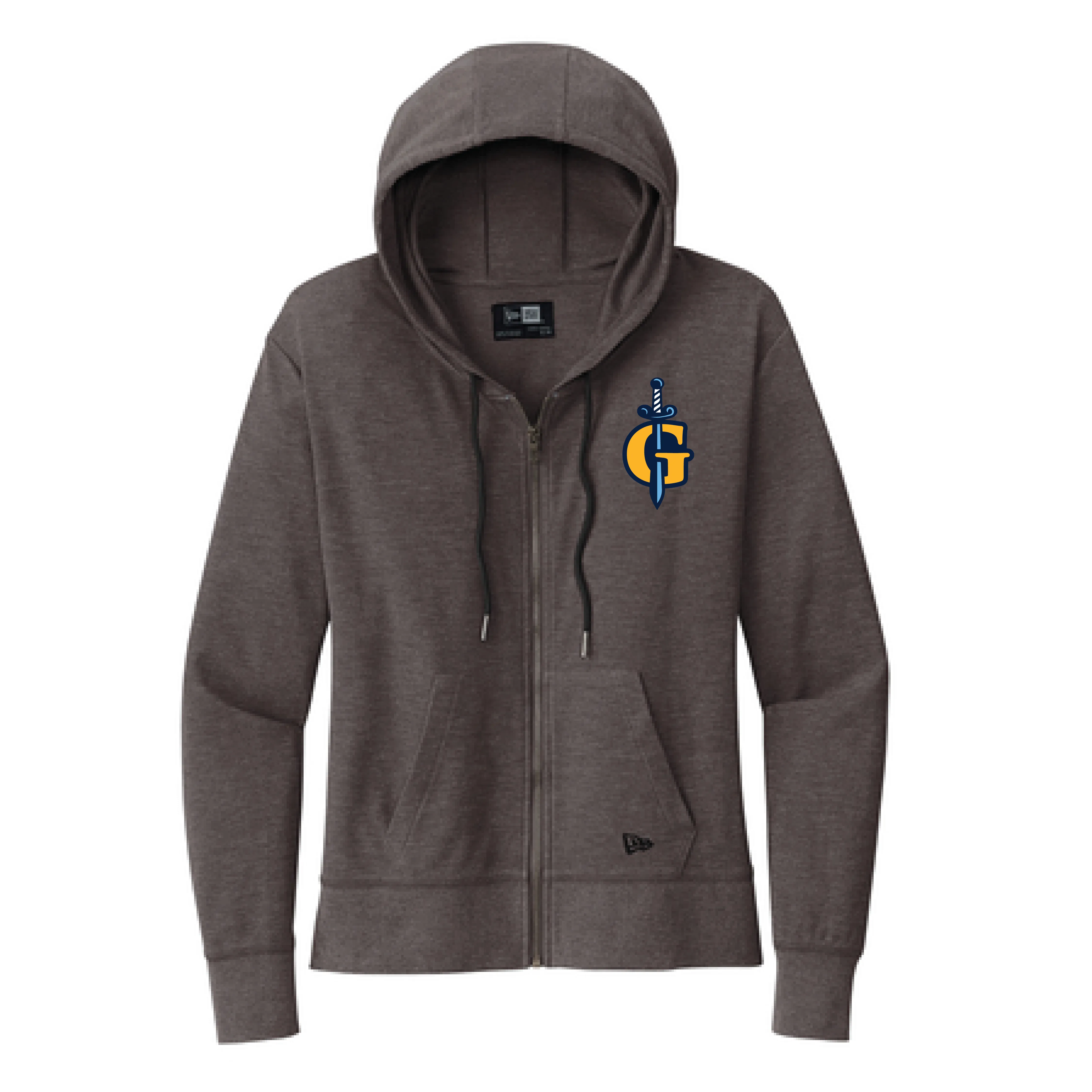 Atlanta Gladiators New Era Women's Black Heather Full-Zip Embroidered Thermal Hoodie