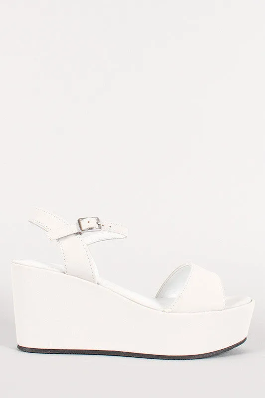 Bamboo Nubuck Open Toe Platform Wedge