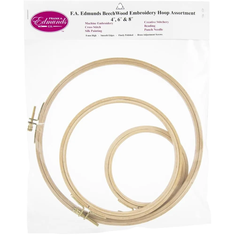 Beechwood Embroidery Hoop Set 3/Pkg by Frank A. Edmunds