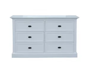 Beechworth Dresser 6 Chest of Drawers Pine Wood Storage Cabinet Hampton - White