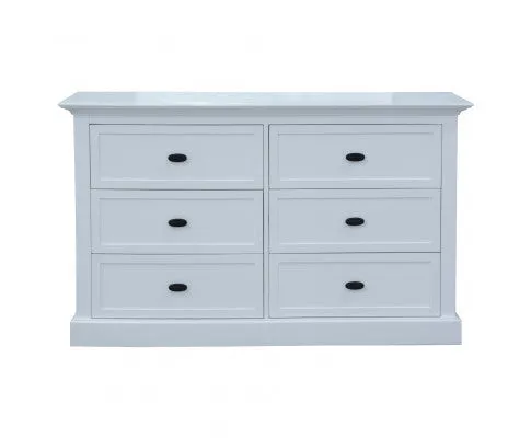 Beechworth Dresser 6 Chest of Drawers Pine Wood Storage Cabinet Hampton - White