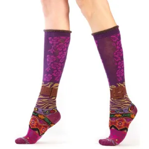 Belt Floral Knee High Socks for Her