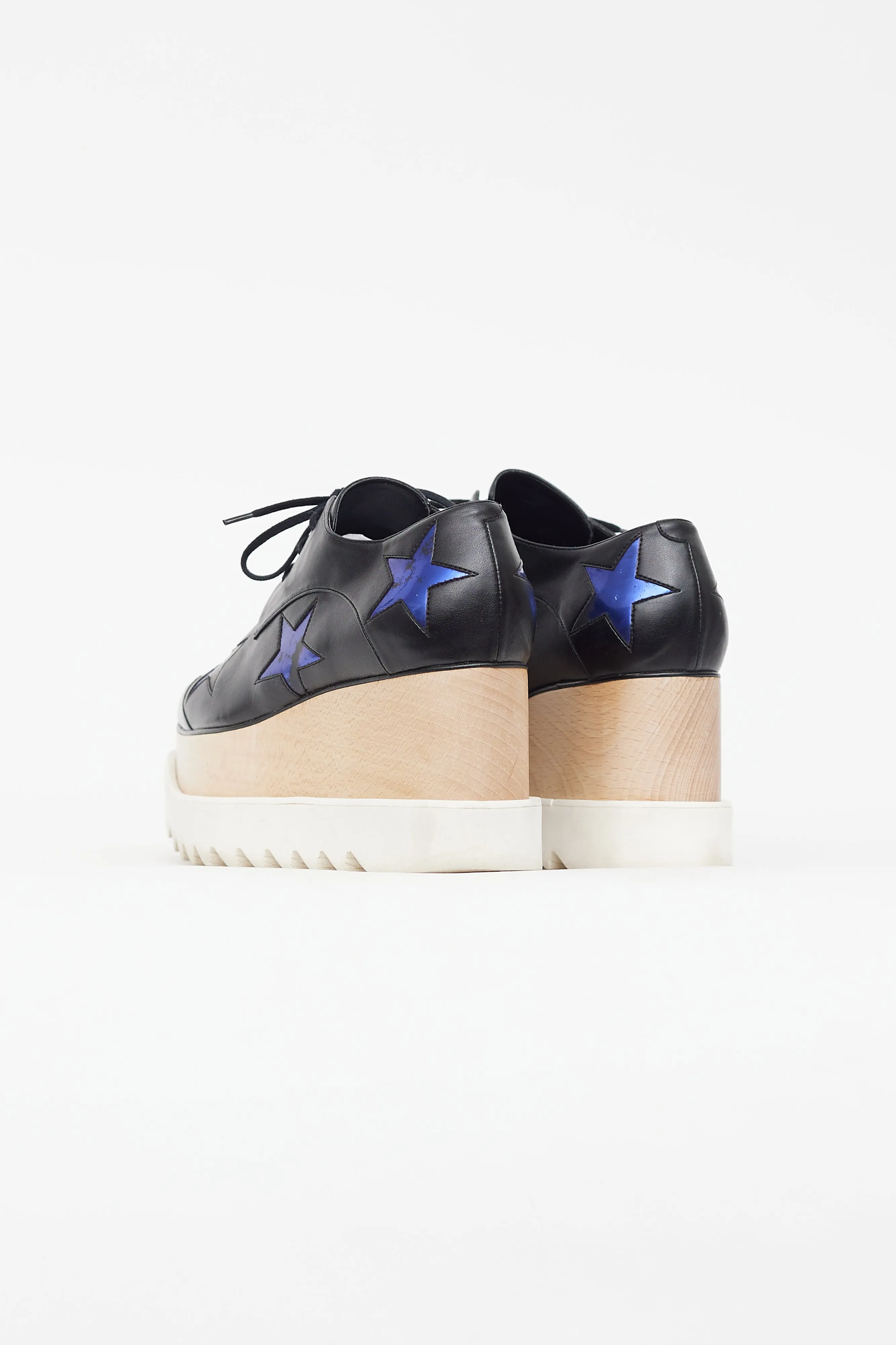 Black & Blue Faux Leather Elyse Star Derby