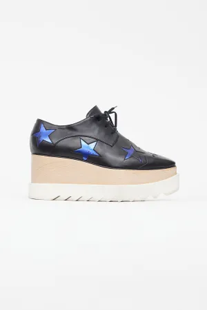 Black & Blue Faux Leather Elyse Star Derby