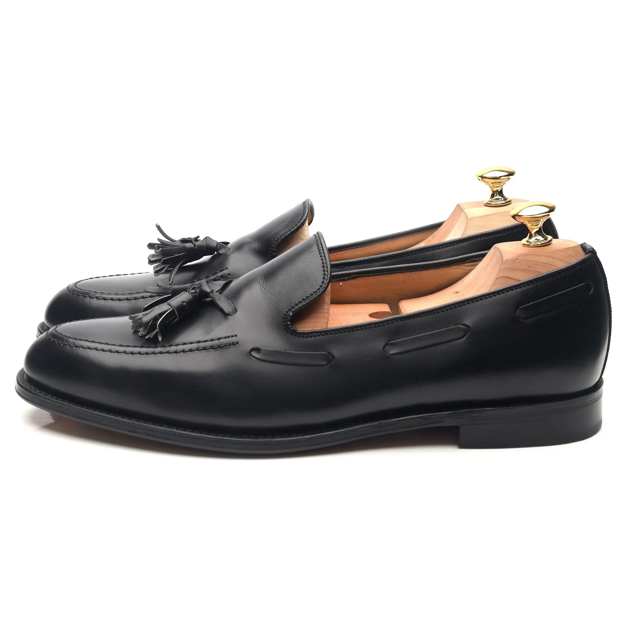 Black Leather Tassel Loafers UK 11 E