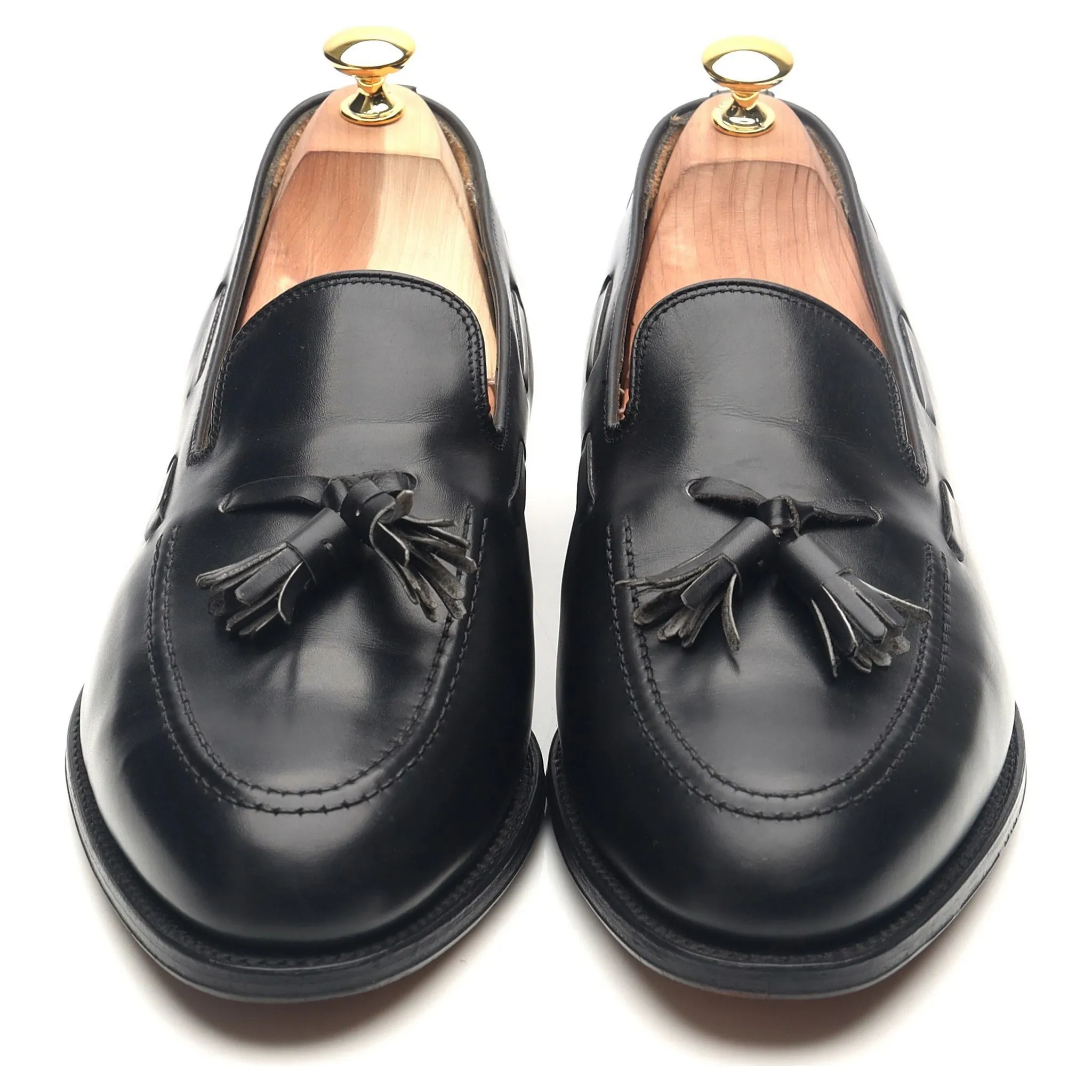 Black Leather Tassel Loafers UK 11 E