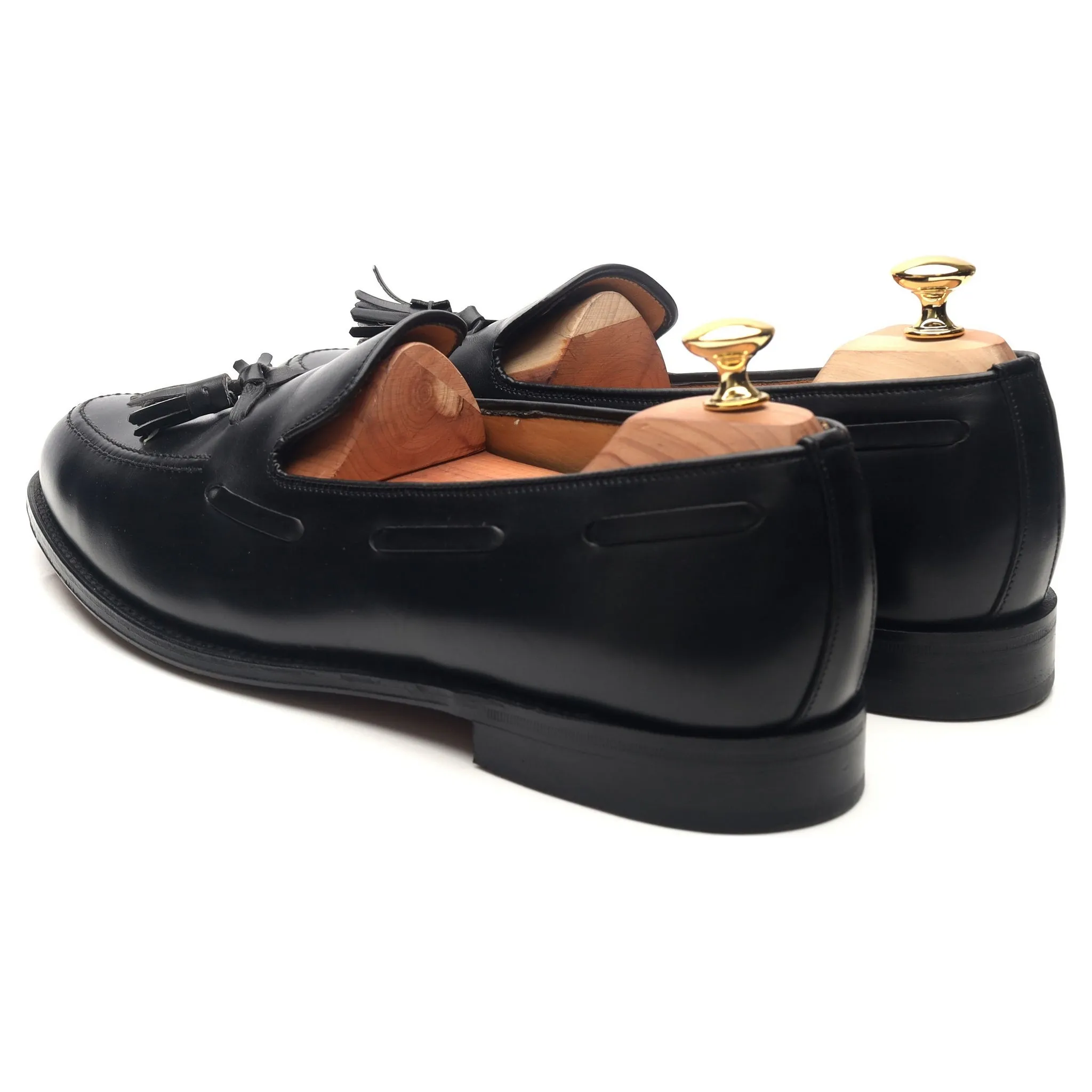 Black Leather Tassel Loafers UK 11 E