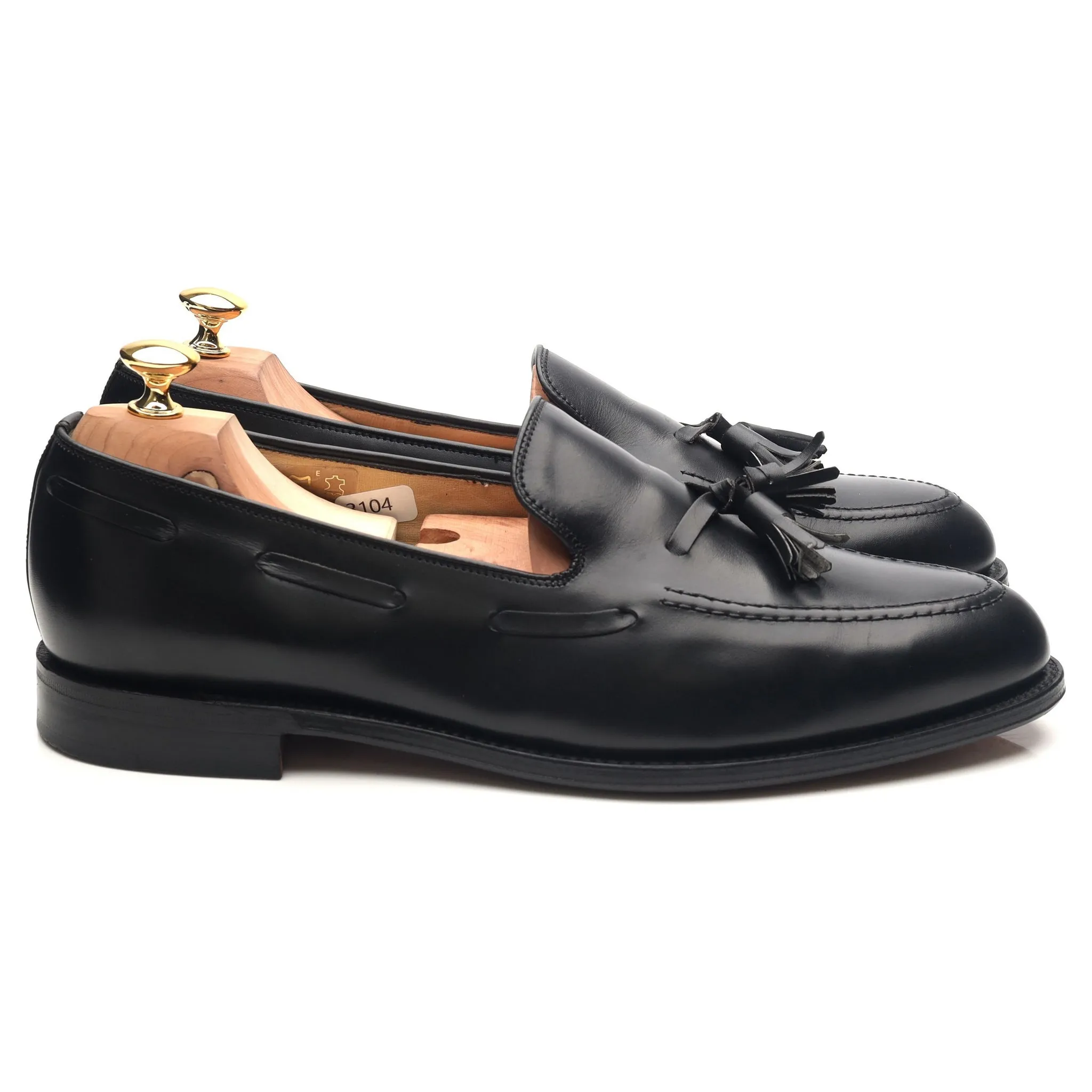 Black Leather Tassel Loafers UK 11 E