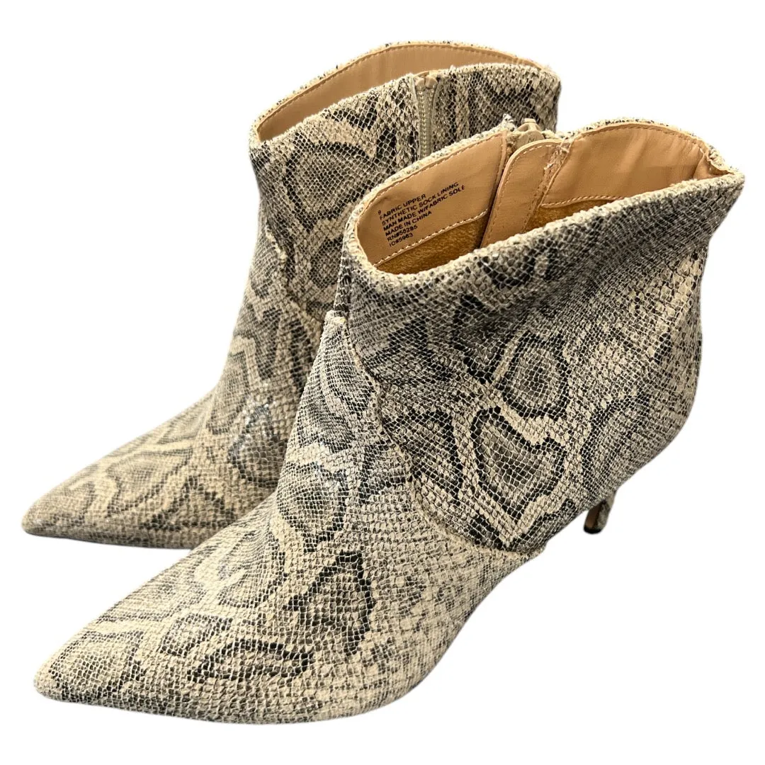 Boots Ankle Heels By Express In Snakeskin Print, Size: 9