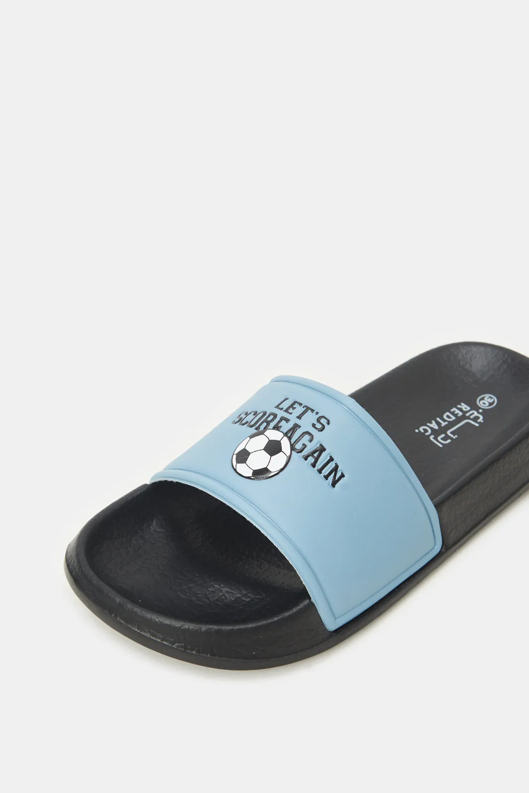 Boys Blue Slogan Printed Slide