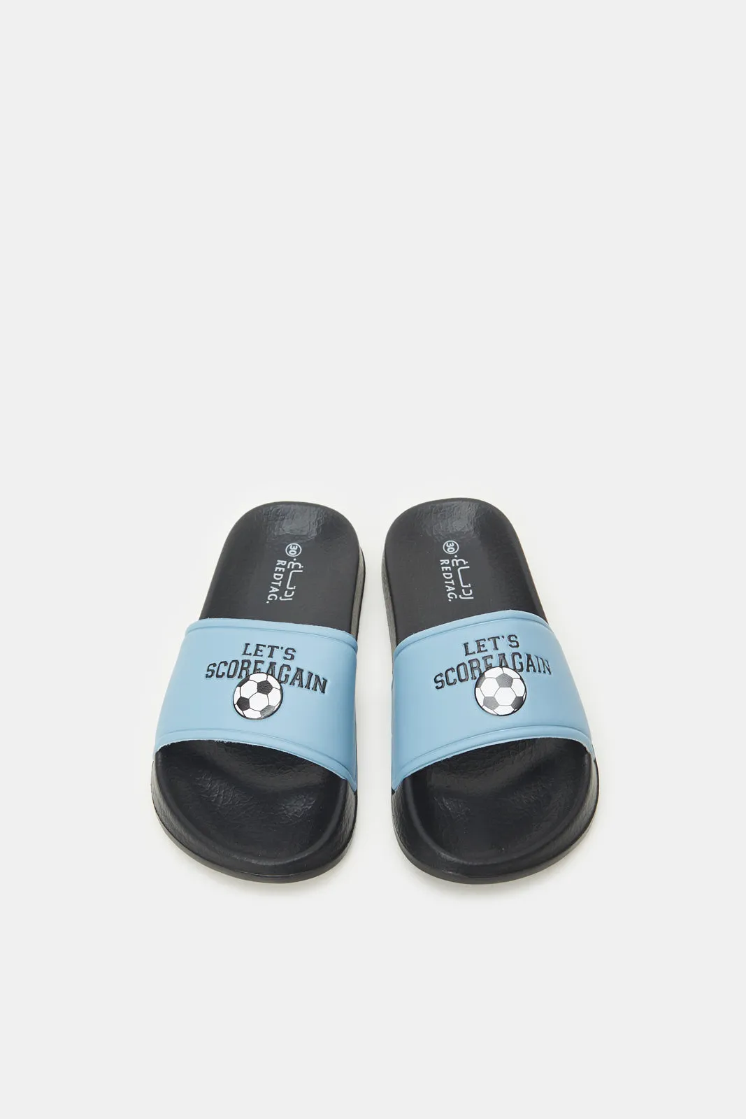 Boys Blue Slogan Printed Slide