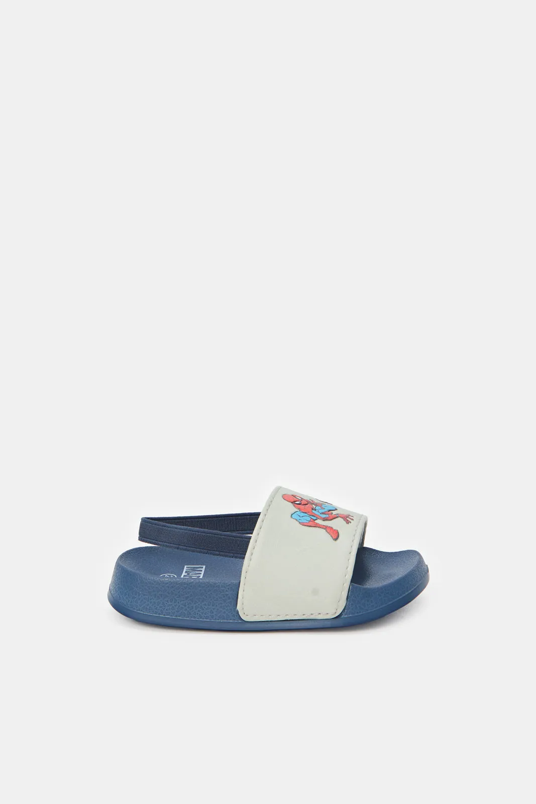 Boys Grey Spiderman Embossed Slide With Backstrap