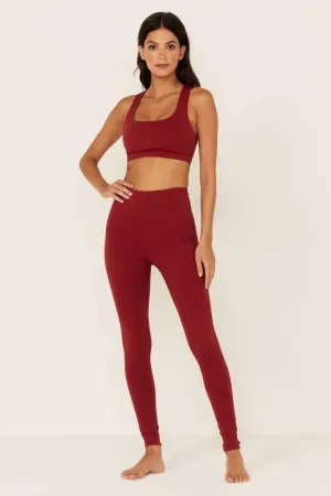 Burgundy High Rise Athletic Leggings