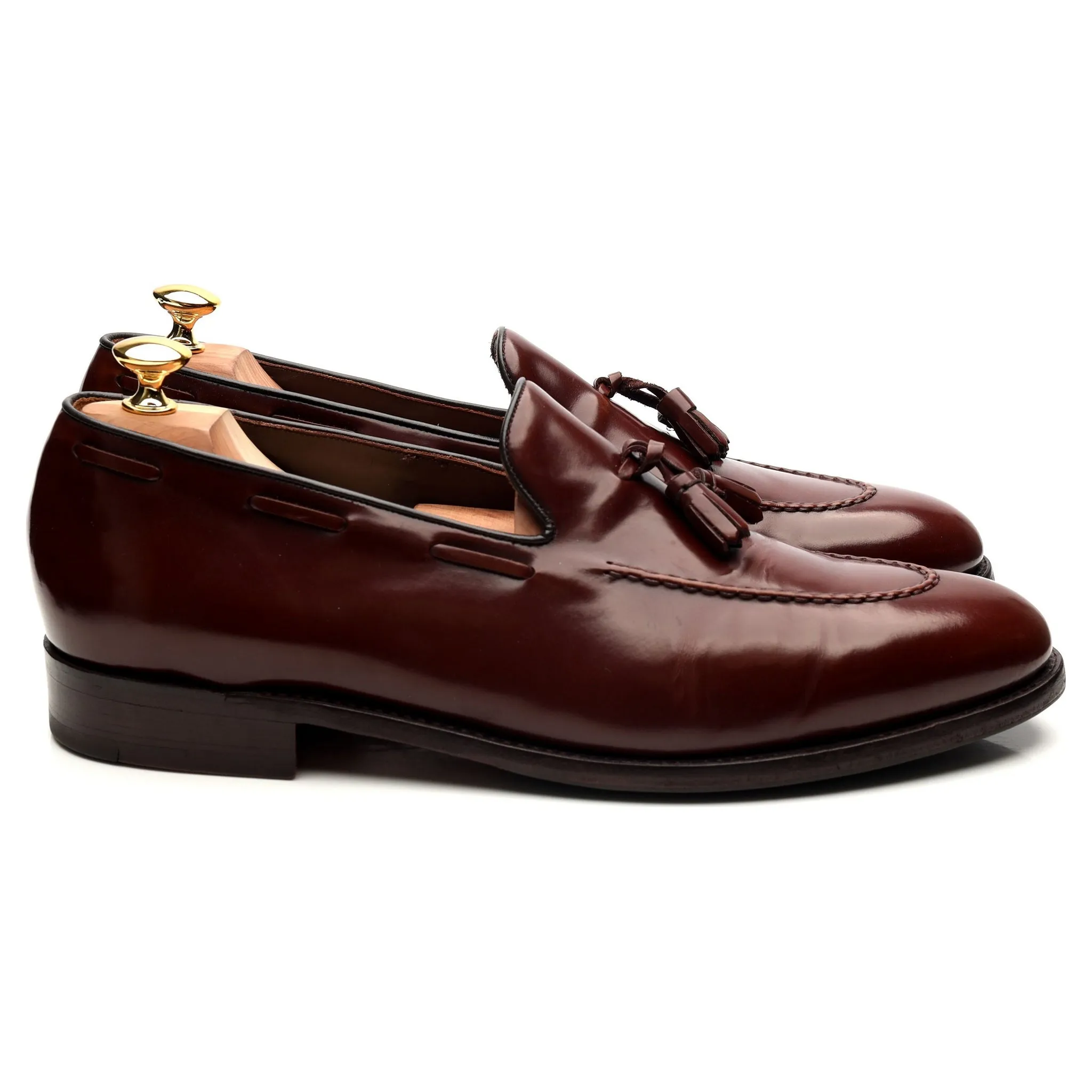 Burgundy Leather Tassel Loafers UK 11.5