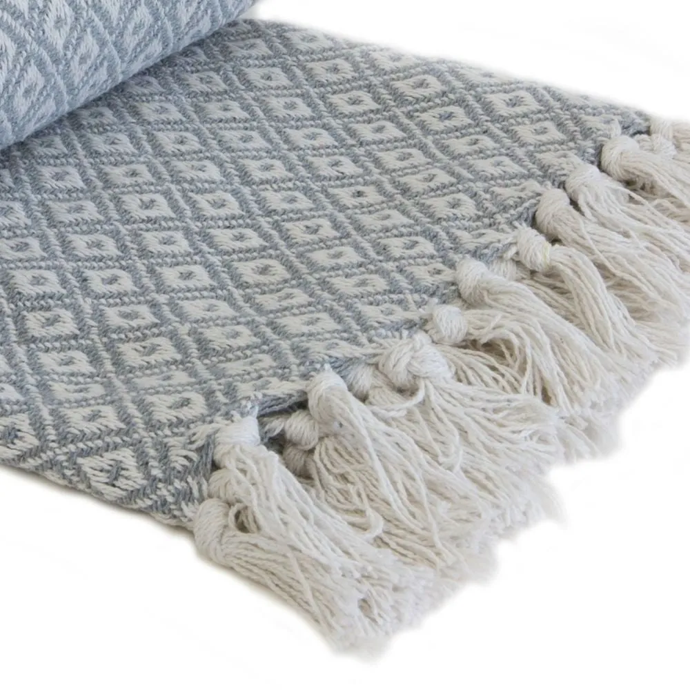 Casablanca Silver Grey 100% Cotton Throw