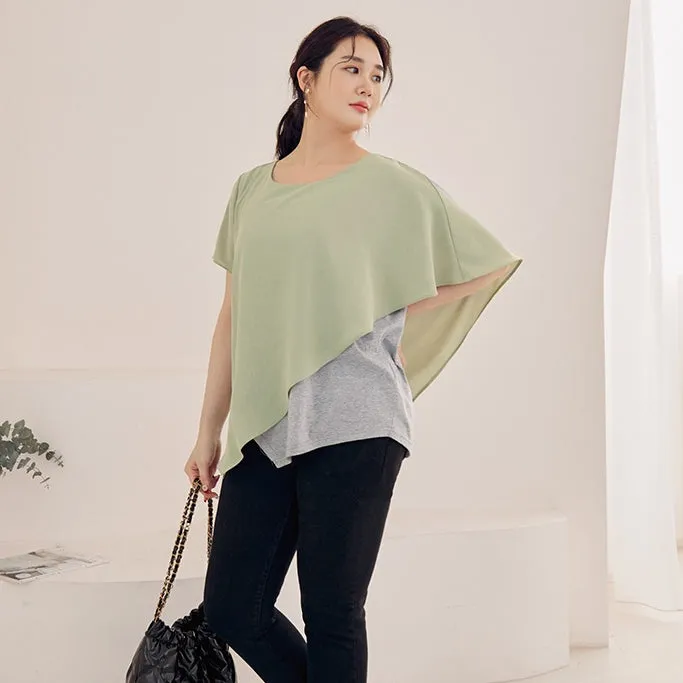 Casual Korean Short Sleeve Layered Blouse Shirt Tops