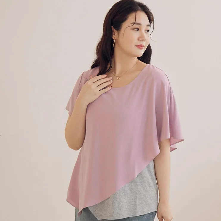 Casual Korean Short Sleeve Layered Blouse Shirt Tops