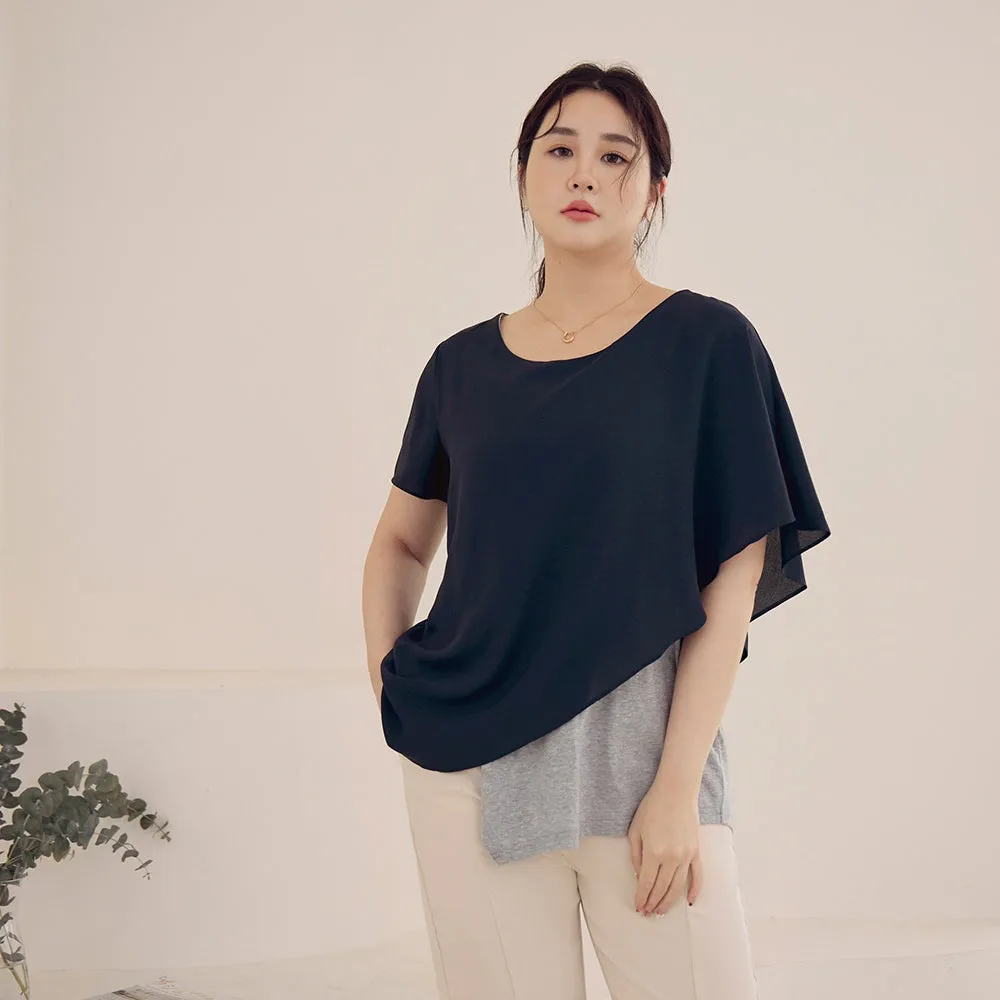 Casual Korean Short Sleeve Layered Blouse Shirt Tops