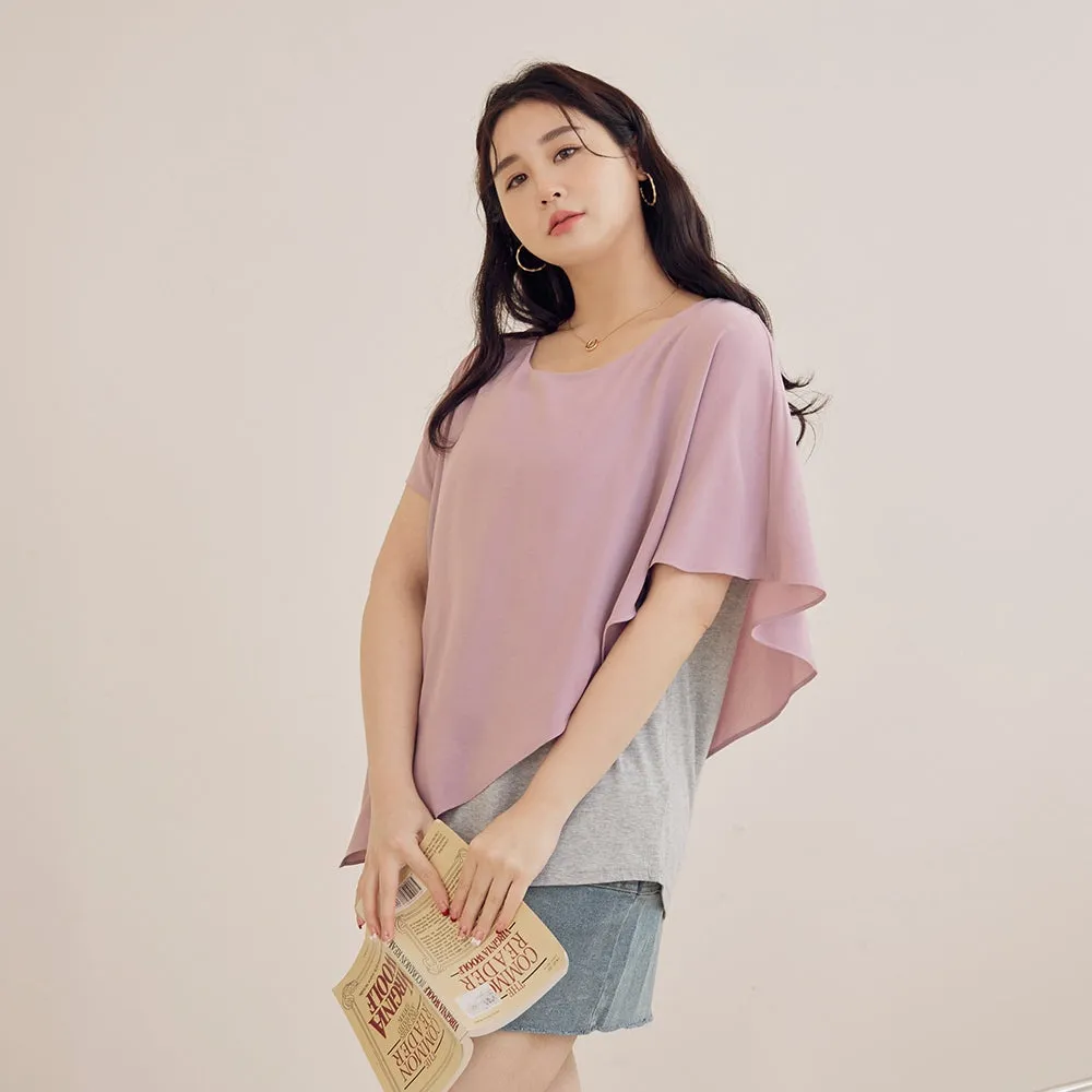 Casual Korean Short Sleeve Layered Blouse Shirt Tops