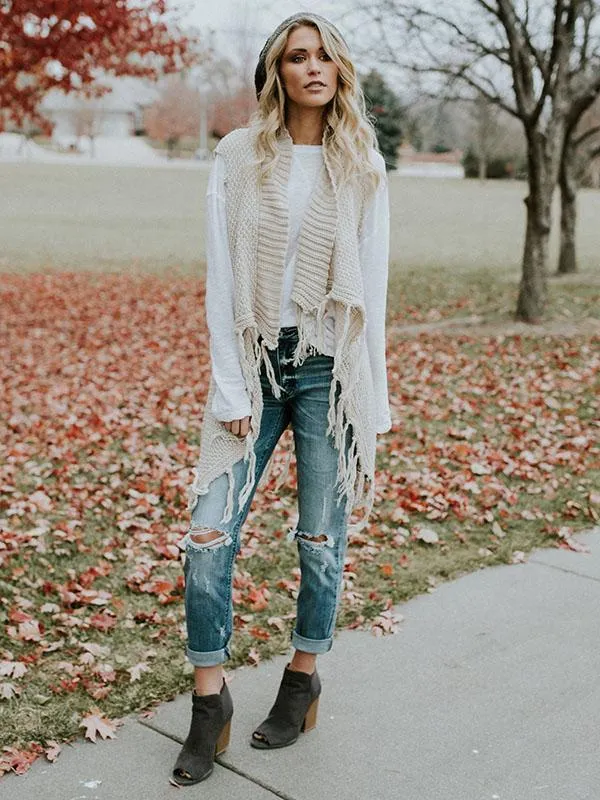 Casual Sleeveless Cardigan Top