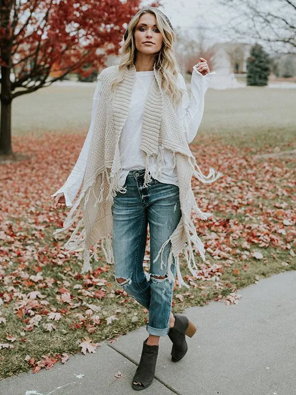 Casual Sleeveless Cardigan Top