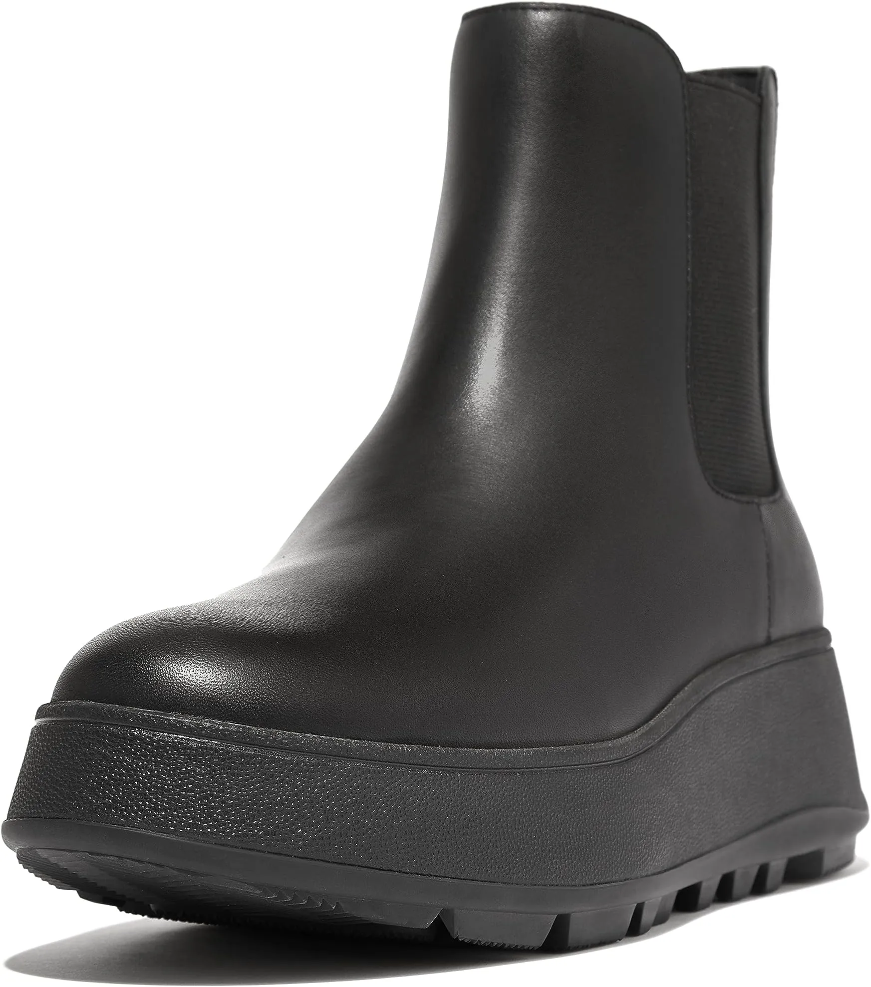 Chelsea Boots F-Mode Waterproof Leather Flatform Chelsea Boots FitFlop, All Black