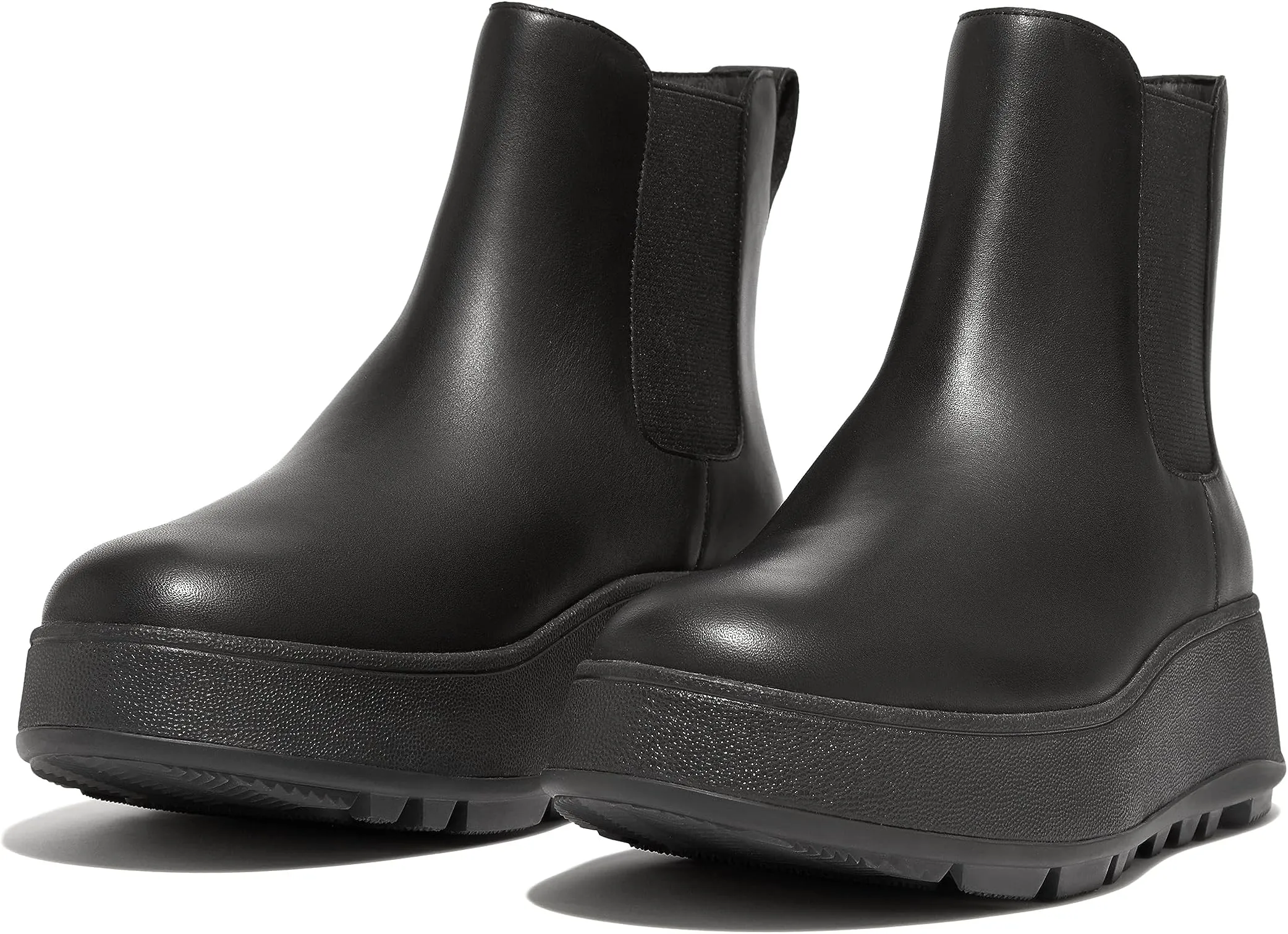 Chelsea Boots F-Mode Waterproof Leather Flatform Chelsea Boots FitFlop, All Black