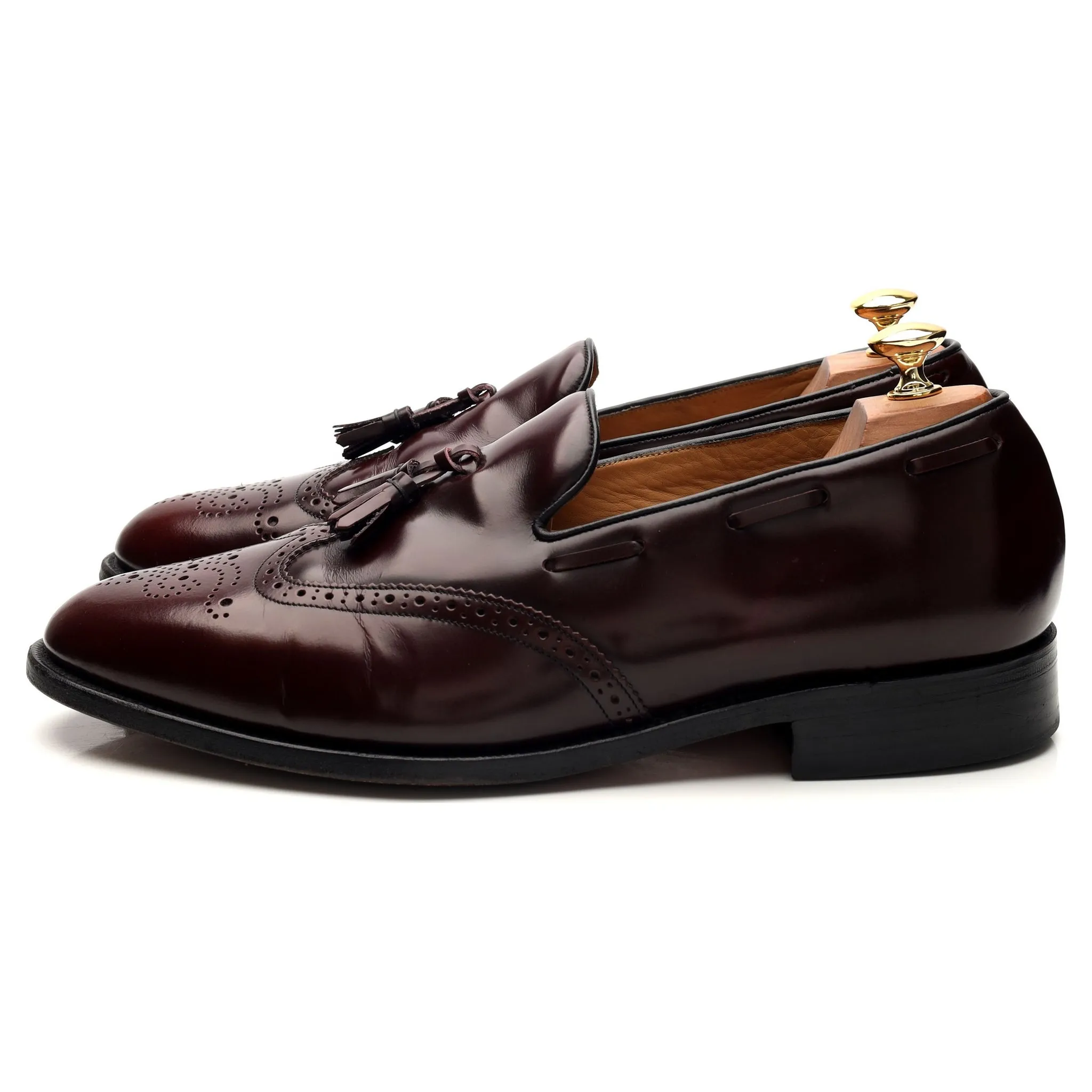 'Clive' Burgundy Leather Tassel Loafers UK 10.5 F