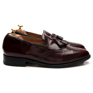 'Clive' Burgundy Leather Tassel Loafers UK 10.5 F