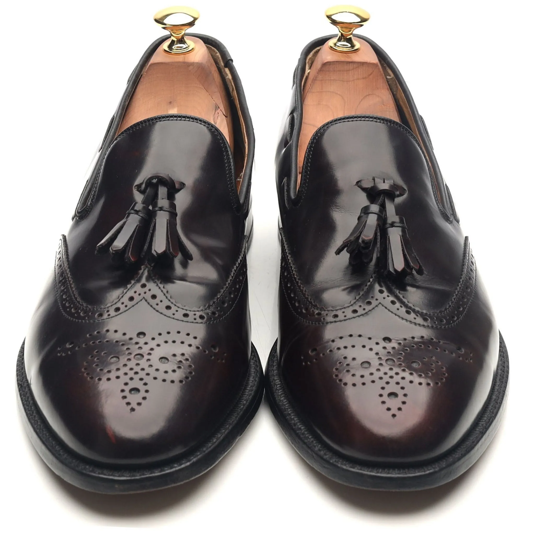 'Clive' Burgundy Leather Wing Cap Tassel Loafers UK 9.5 G