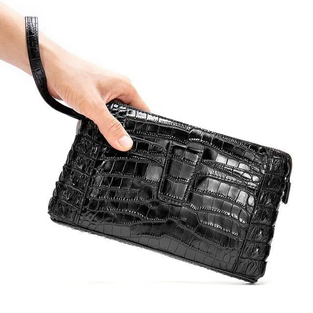 CrocoLuxe Vintage Leather Clutch Wallet