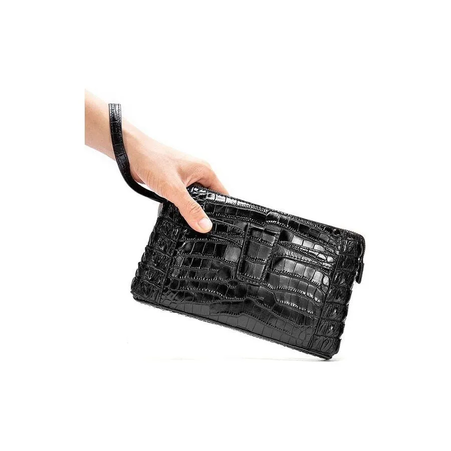 CrocoLuxe Vintage Leather Clutch Wallet