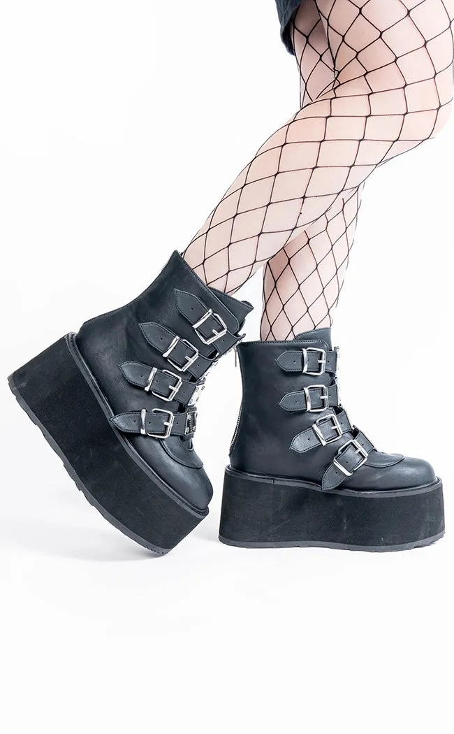 DAMNED-105 Black Matte Flatform Ankle Boots (AU Stock)