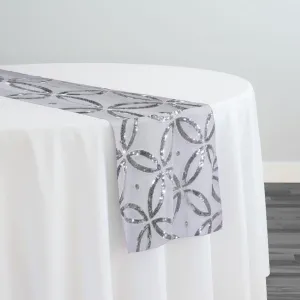 Delano Sequins Table Runner in Silver and White