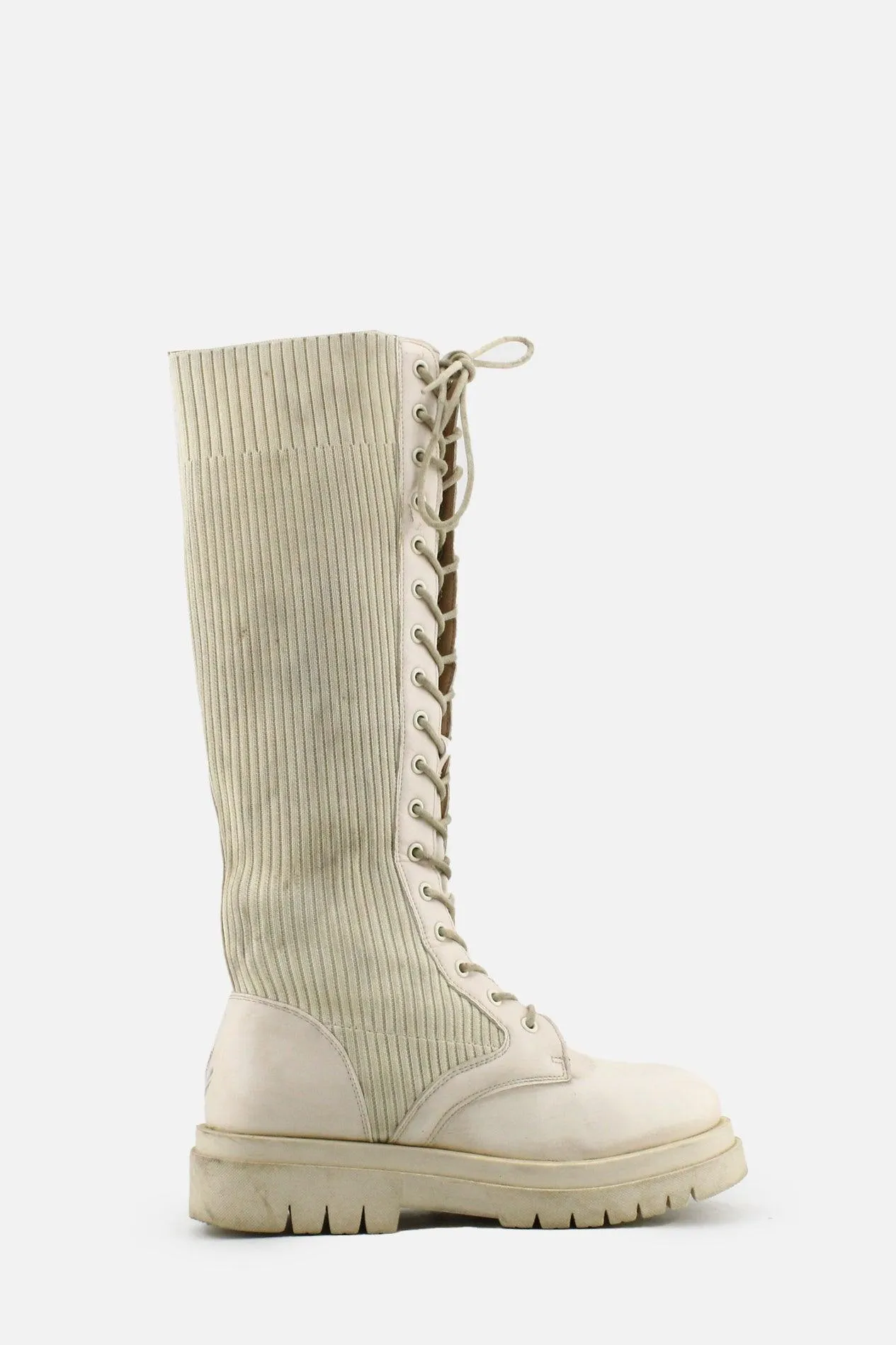 European Brand Zipper Laces Combat Long Boots | Textile