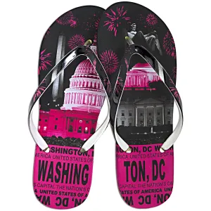 FFDC1P Robin Ruth Flip Flops - Washington DC Skyline PINK