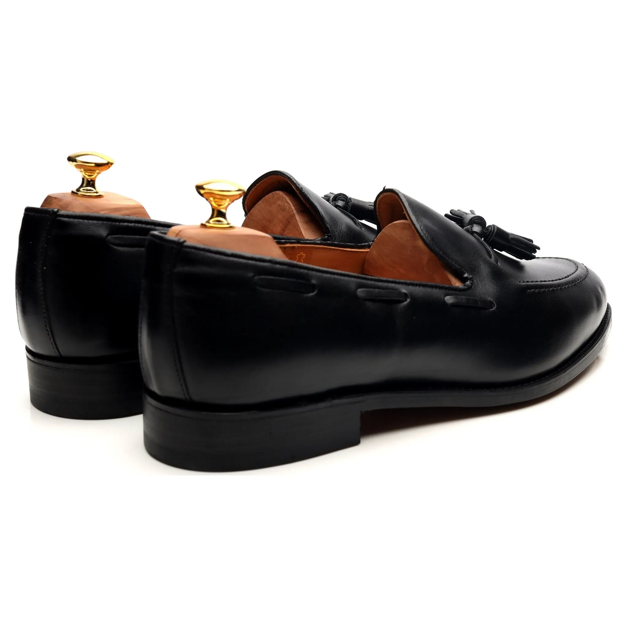 'Finchley' Black Leather Tassel Loafers UK 11 F