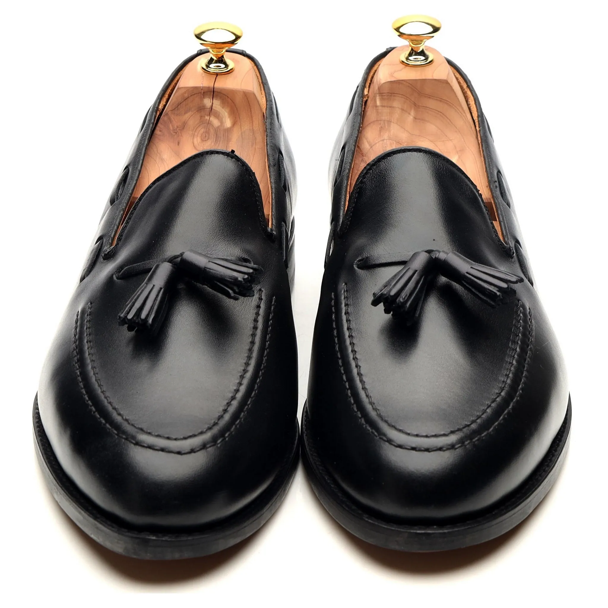 'Finchley' Black Leather Tassel Loafers UK 11 F